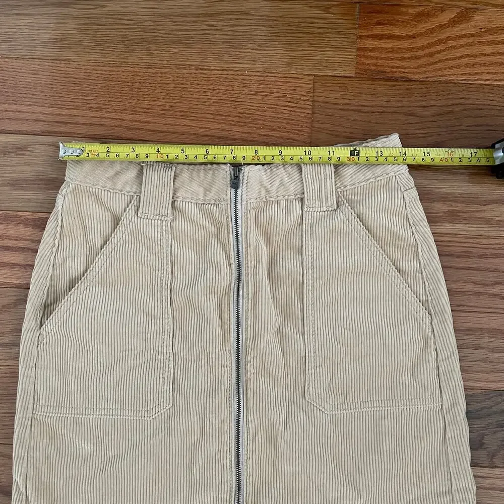Hollister Juniors 5 Corduroy Mini Skirt Tan Ultra High Rise Preppy Y2K